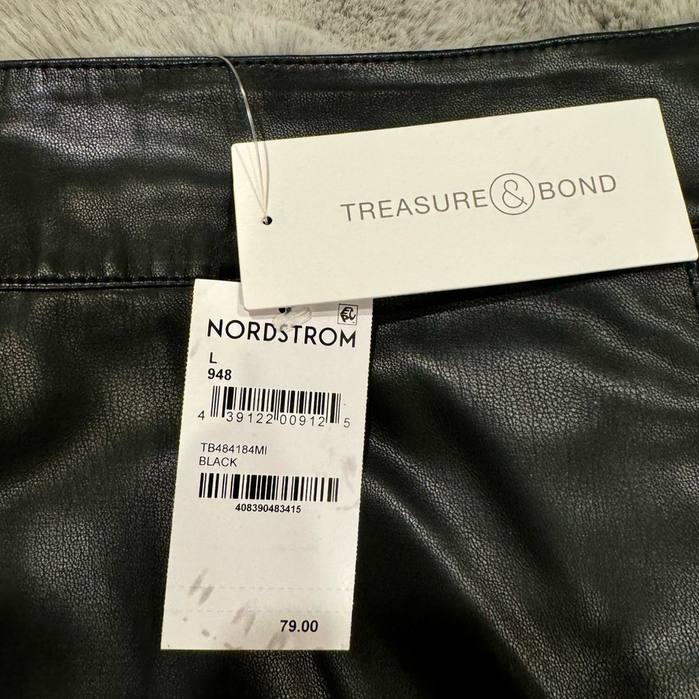 NWT. Treasure and Bond Faux Leather MIDI Skirt - SZ L